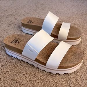 White Reef Platform Two-Strap Sandals